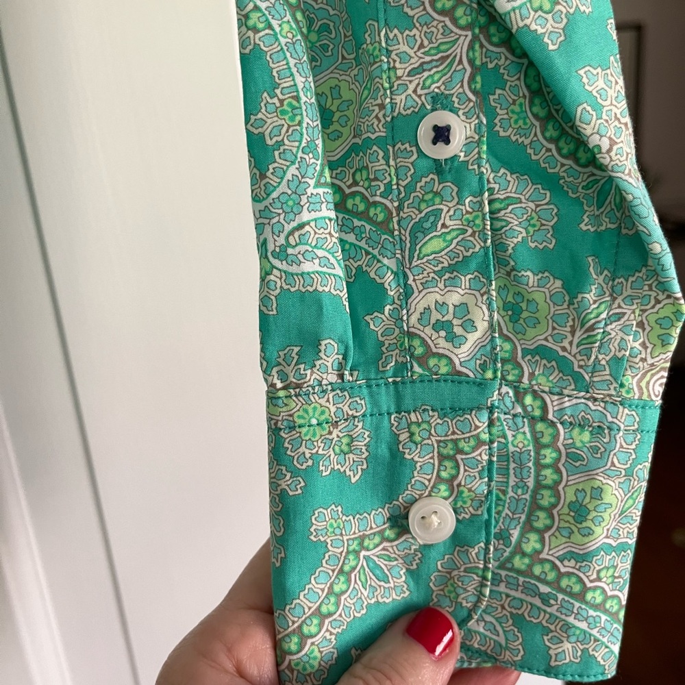 J. Crew Collection 2021 Turquoise Damask Oxford! -NWT - Picture 2 of 9
